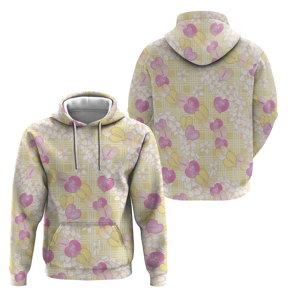 Anthurium Plumeria Lei Pastel Hoodie Yellow Hawaiian Splendid Palaka