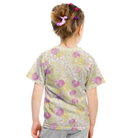Anthurium Plumeria Lei Pastel Kid T Shirt Yellow Hawaiian Splendid Palaka LT01 - Polynesian Pride