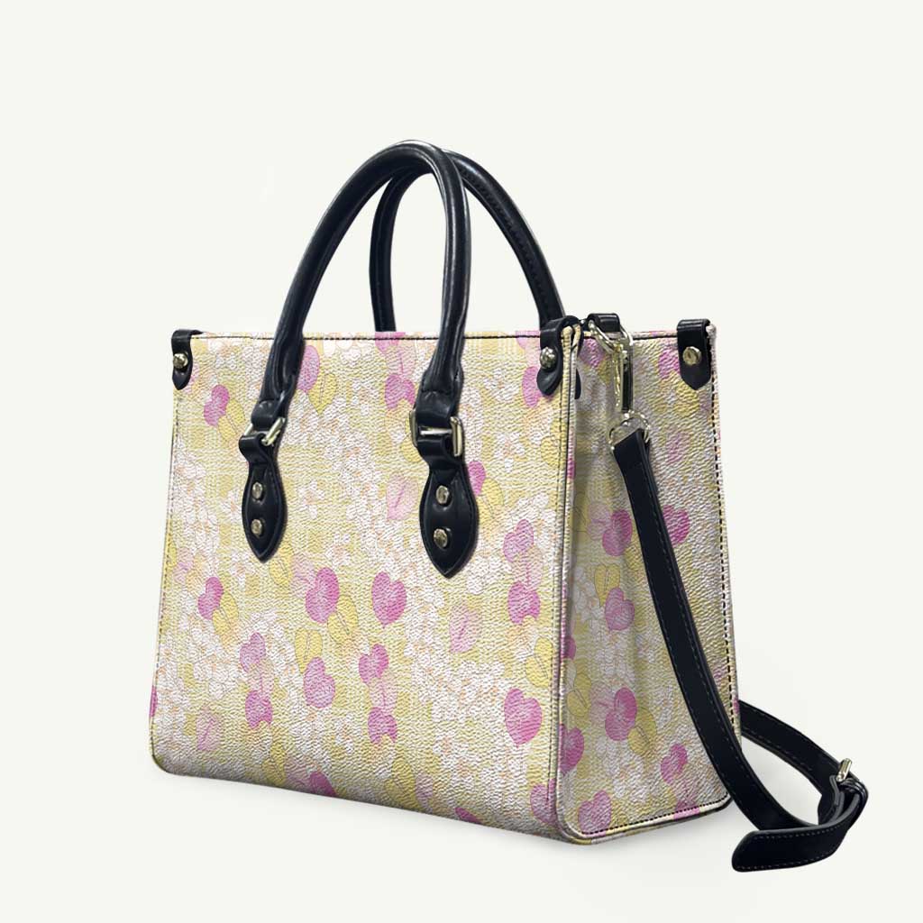 Anthurium Plumeria Lei Pastel Leather Bag Yellow Hawaiian Splendid Palaka