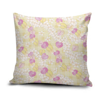 Anthurium Plumeria Lei Pastel Pillow Cover Yellow Hawaiian Splendid Palaka LT01 Yellow - Polynesian Pride