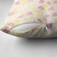 Anthurium Plumeria Lei Pastel Pillow Cover Yellow Hawaiian Splendid Palaka LT01 - Polynesian Pride
