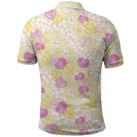 Anthurium Plumeria Lei Pastel Polo Shirt Yellow Hawaiian Splendid Palaka LT01 - Polynesian Pride