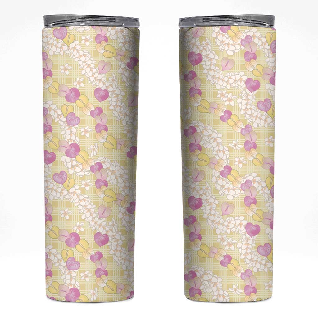 Anthurium Plumeria Lei Pastel Skinny Tumbler Yellow Hawaiian Splendid Palaka