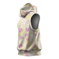Anthurium Plumeria Lei Pastel Sleeveless Hoodie Yellow Hawaiian Splendid Palaka