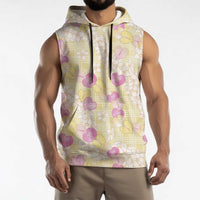 Anthurium Plumeria Lei Pastel Sleeveless Hoodie Yellow Hawaiian Splendid Palaka