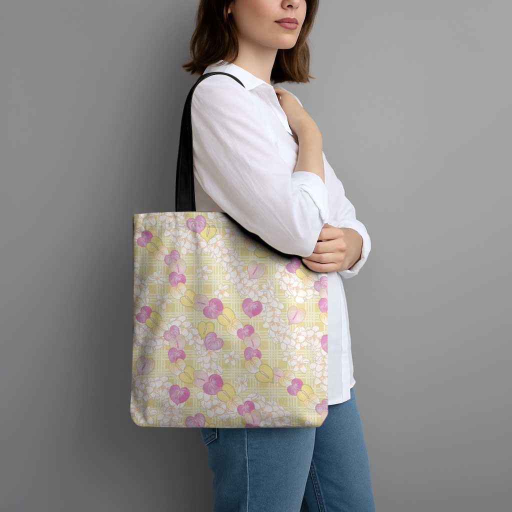 Anthurium Plumeria Lei Pastel Tote Bag Yellow Hawaiian Splendid Palaka