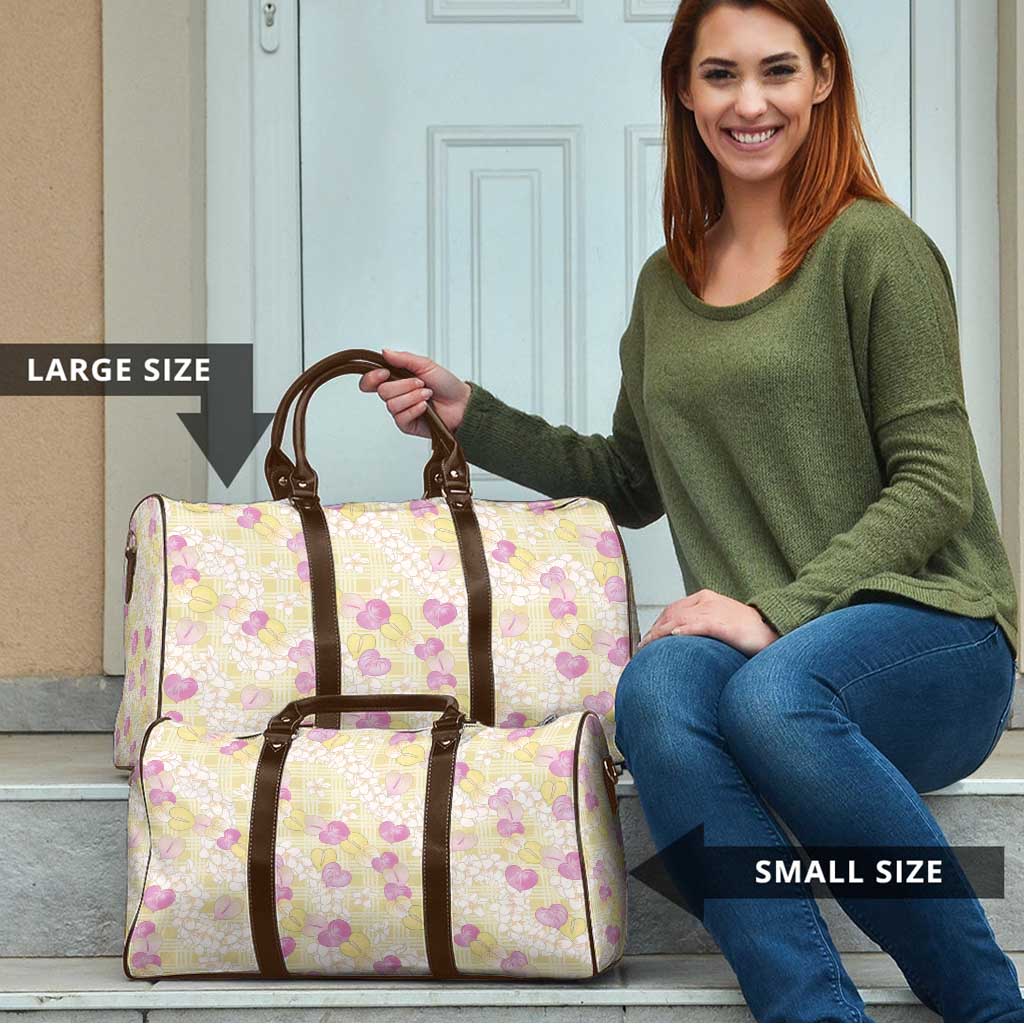 Anthurium Plumeria Lei Pastel Travel Bag Yellow Hawaiian Splendid Palaka