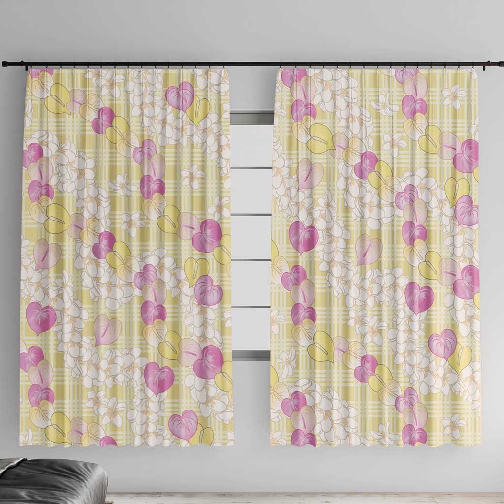 Anthurium Plumeria Lei Pastel Window Curtain Yellow Hawaiian Splendid Palaka