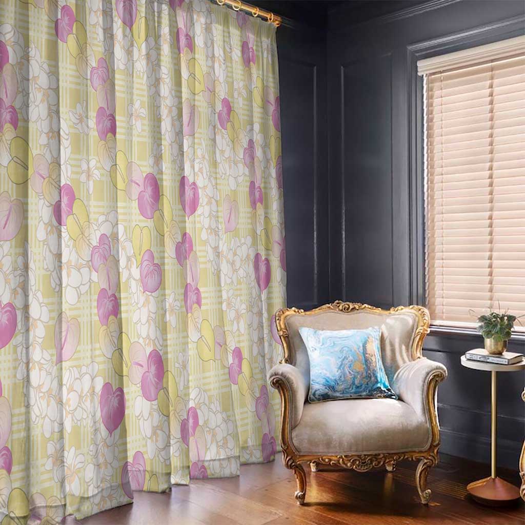Anthurium Plumeria Lei Pastel Window Curtain Yellow Hawaiian Splendid Palaka