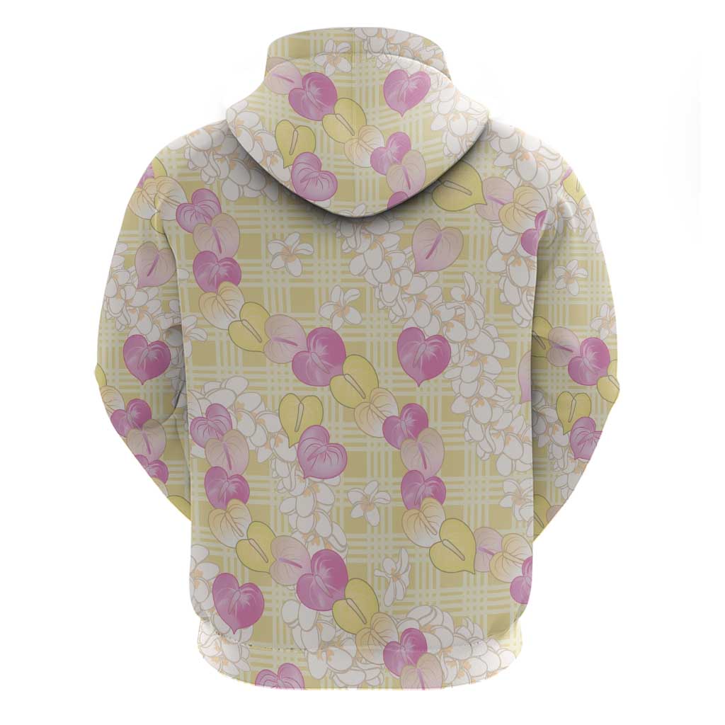 Anthurium Plumeria Lei Pastel Zip Hoodie Yellow Hawaiian Splendid Palaka