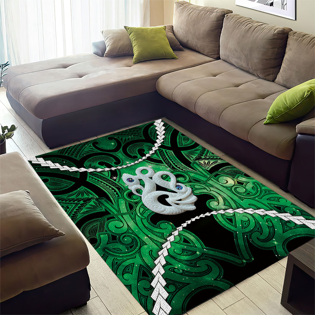 Maori Matariki Manaia Kakariki Area Rug Maori Kowhaiwhai Pattern Galaxy