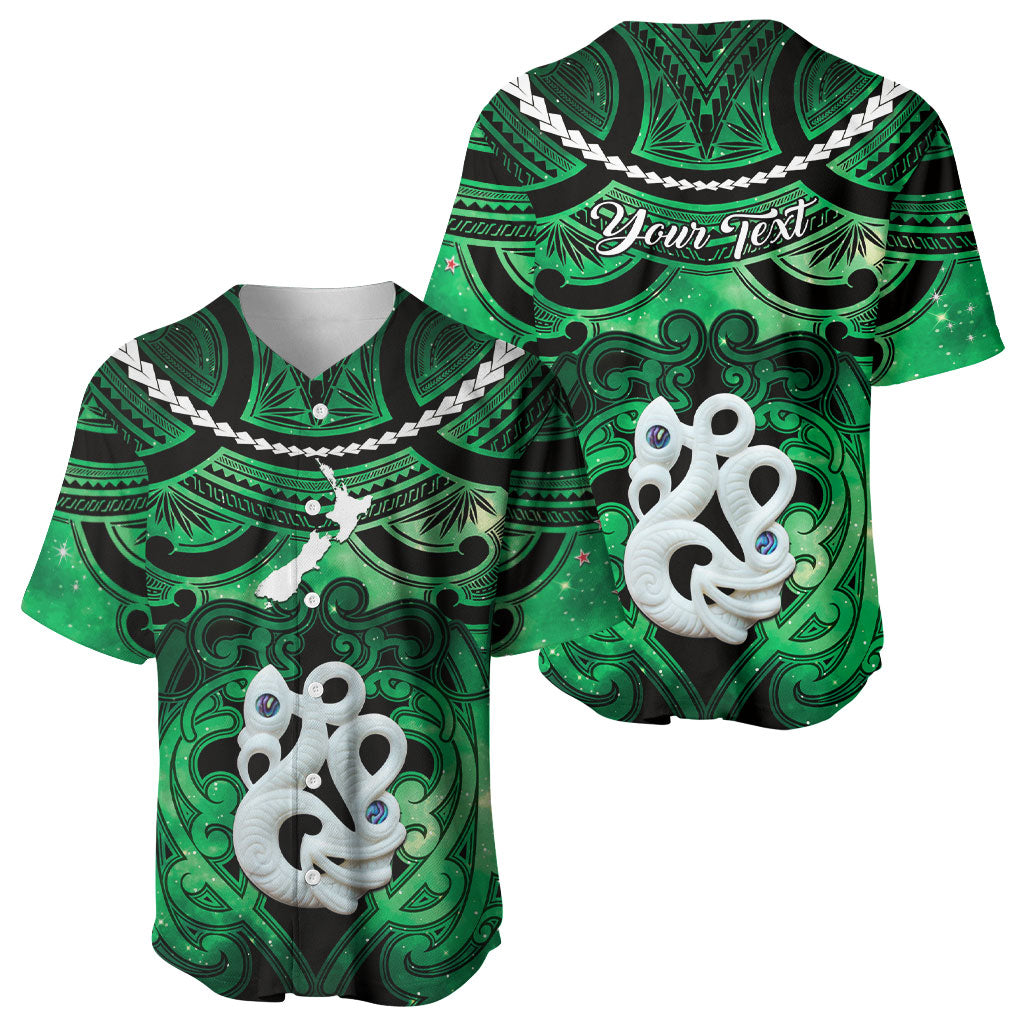 Personalised Maori Matariki Manaia Kakariki Baseball Jersey Maori Kowhaiwhai Pattern Galaxy LT01 - Polynesian Pride