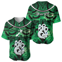 Personalised Maori Matariki Manaia Kakariki Baseball Jersey Maori Kowhaiwhai Pattern Galaxy LT01 - Polynesian Pride
