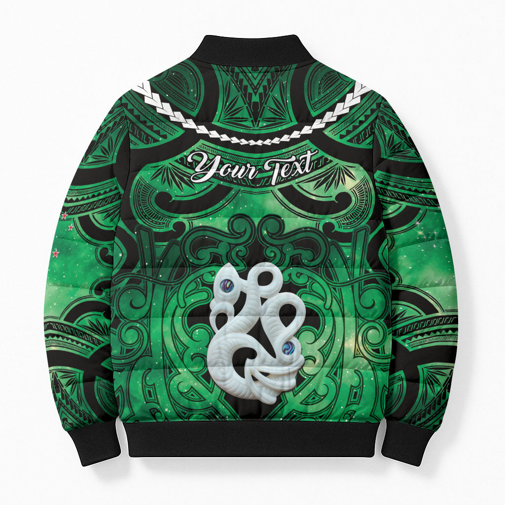 Personalised Maori Matariki Manaia Kakariki Bomber Puffer Jacket Maori Kowhaiwhai Pattern Galaxy LT01 - Polynesian Pride