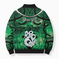 Personalised Maori Matariki Manaia Kakariki Bomber Puffer Jacket Maori Kowhaiwhai Pattern Galaxy LT01 - Polynesian Pride