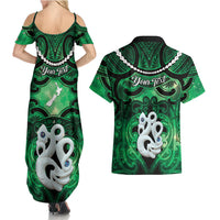 Personalised Maori Matariki Manaia Kakariki Couples Matching Summer Maxi Dress and Hawaiian Shirt Maori Kowhaiwhai Pattern Galaxy