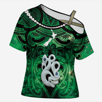 Personalised Maori Matariki Manaia Kakariki Cross Shoulder Shirt Maori Kowhaiwhai Pattern Galaxy