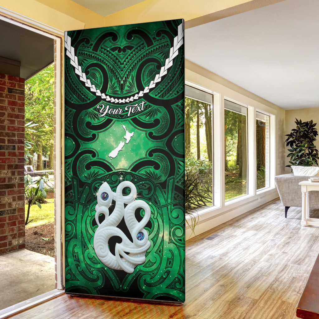 Personalised Maori Matariki Manaia Kakariki Door Cover Maori Kowhaiwhai Pattern Galaxy