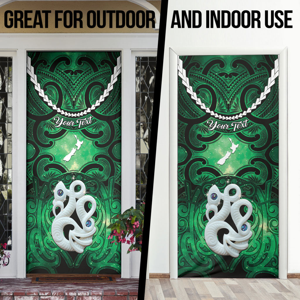 Personalised Maori Matariki Manaia Kakariki Door Cover Maori Kowhaiwhai Pattern Galaxy