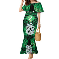 Personalised Maori Matariki Manaia Kakariki Family Matching Mermaid Dress and Hawaiian Shirt Maori Kowhaiwhai Pattern Galaxy