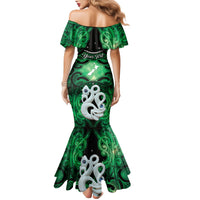Personalised Maori Matariki Manaia Kakariki Family Matching Mermaid Dress and Hawaiian Shirt Maori Kowhaiwhai Pattern Galaxy
