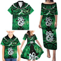 Personalised Maori Matariki Manaia Kakariki Family Matching Puletasi and Hawaiian Shirt Maori Kowhaiwhai Pattern Galaxy