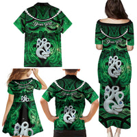 Personalised Maori Matariki Manaia Kakariki Family Matching Puletasi and Hawaiian Shirt Maori Kowhaiwhai Pattern Galaxy