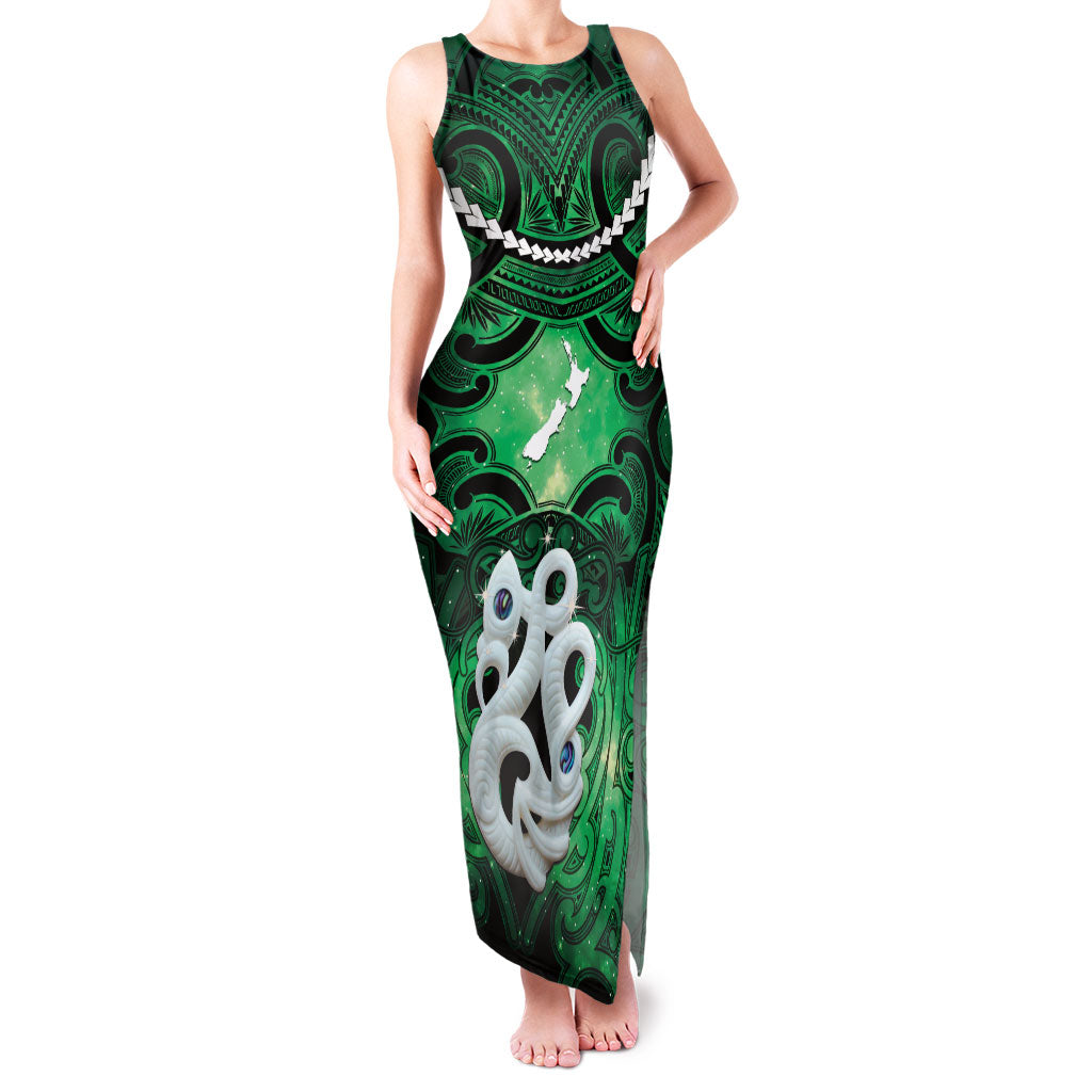 Personalised Maori Matariki Manaia Kakariki Family Matching Tank Maxi Dress and Hawaiian Shirt Maori Kowhaiwhai Pattern Galaxy