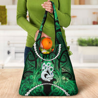Maori Matariki Manaia Kakariki Grocery Bag Maori Kowhaiwhai Pattern Galaxy LT01 - Polynesian Pride