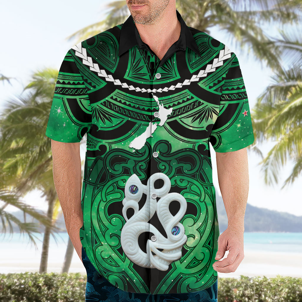 Personalised Maori Matariki Manaia Kakariki Hawaiian Shirt Maori Kowhaiwhai Pattern Galaxy