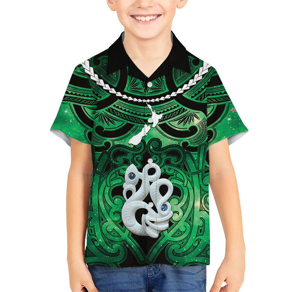 Personalised Maori Matariki Manaia Kakariki Hawaiian Shirt Maori Kowhaiwhai Pattern Galaxy