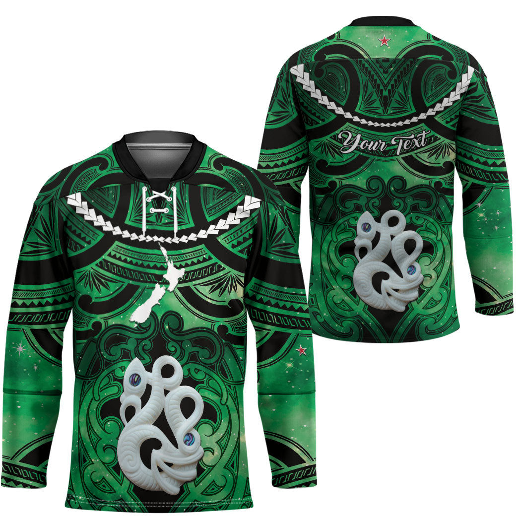 Personalised Maori Matariki Manaia Kakariki Hockey Jersey Maori Kowhaiwhai Pattern Galaxy