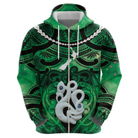 Personalised Maori Matariki Manaia Kakariki Hoodie Maori Kowhaiwhai Pattern Galaxy