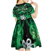 Personalised Maori Matariki Manaia Kakariki Kid Short Sleeve Dress Maori Kowhaiwhai Pattern Galaxy LT01 - Polynesian Pride