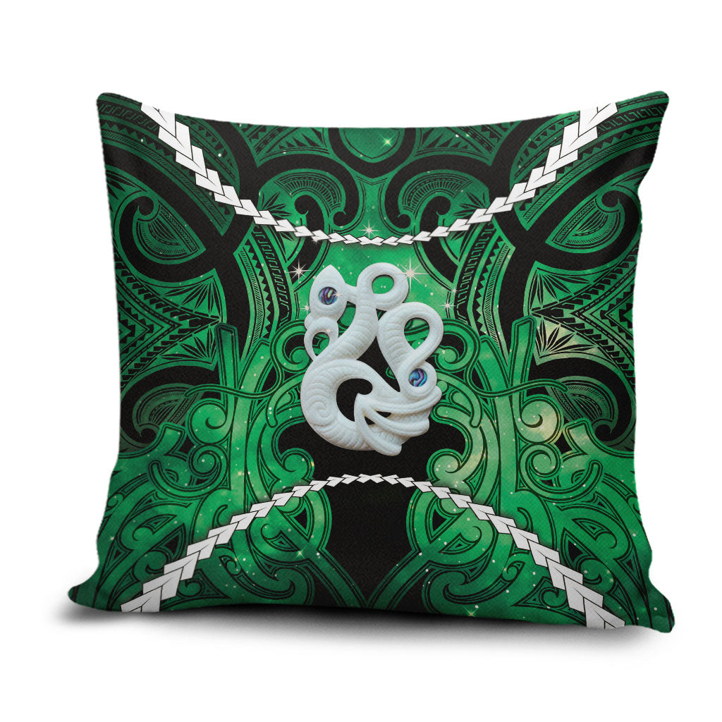 Maori Matariki Manaia Kakariki Pillow Cover Maori Kowhaiwhai Pattern Galaxy LT01 Green - Polynesian Pride