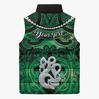 Personalised Maori Matariki Manaia Kakariki Sleeveless Puffer Jacket Maori Kowhaiwhai Pattern Galaxy
