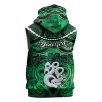 Personalised Maori Matariki Manaia Kakariki Sleeveless Zip Hoodie Maori Kowhaiwhai Pattern Galaxy