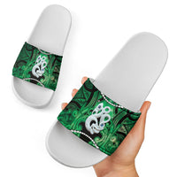 Maori Matariki Manaia Kakariki Slide Sandals Maori Kowhaiwhai Pattern Galaxy