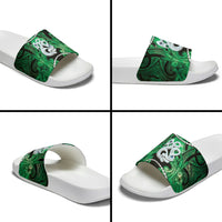 Maori Matariki Manaia Kakariki Slide Sandals Maori Kowhaiwhai Pattern Galaxy