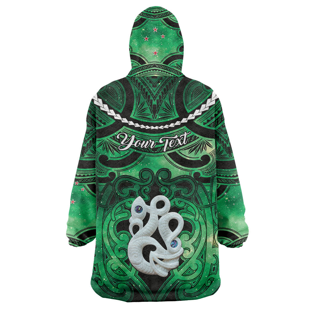 Personalised Maori Matariki Manaia Kakariki Wearable Blanket Hoodie Maori Kowhaiwhai Pattern Galaxy LT01 - Polynesian Pride