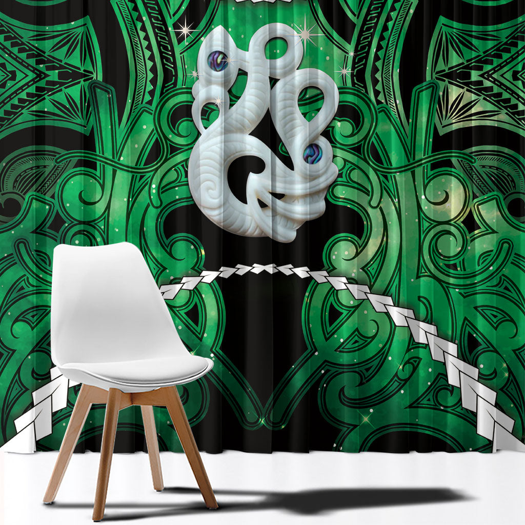 Maori Matariki Manaia Kakariki Window Curtain Maori Kowhaiwhai Pattern Galaxy