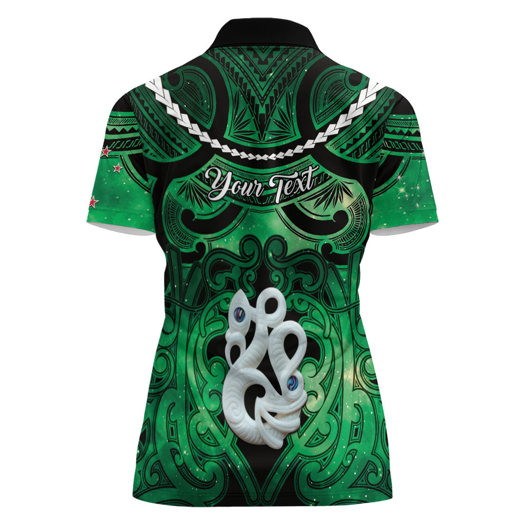 Personalised Maori Matariki Manaia Kakariki Women Polo Shirt Maori Kowhaiwhai Pattern Galaxy LT01 - Polynesian Pride
