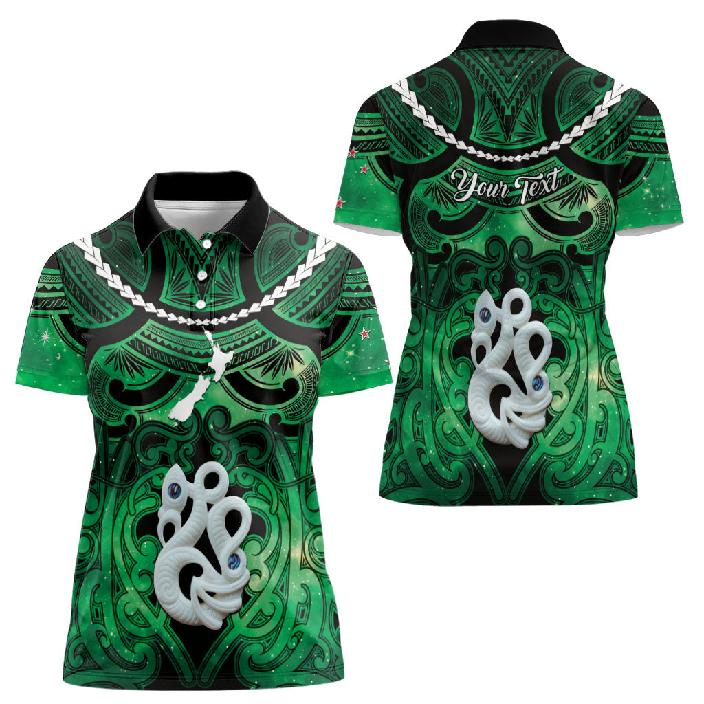 Personalised Maori Matariki Manaia Kakariki Women Polo Shirt Maori Kowhaiwhai Pattern Galaxy LT01 - Polynesian Pride