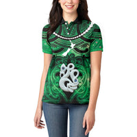 Personalised Maori Matariki Manaia Kakariki Women Polo Shirt Maori Kowhaiwhai Pattern Galaxy LT01 - Polynesian Pride