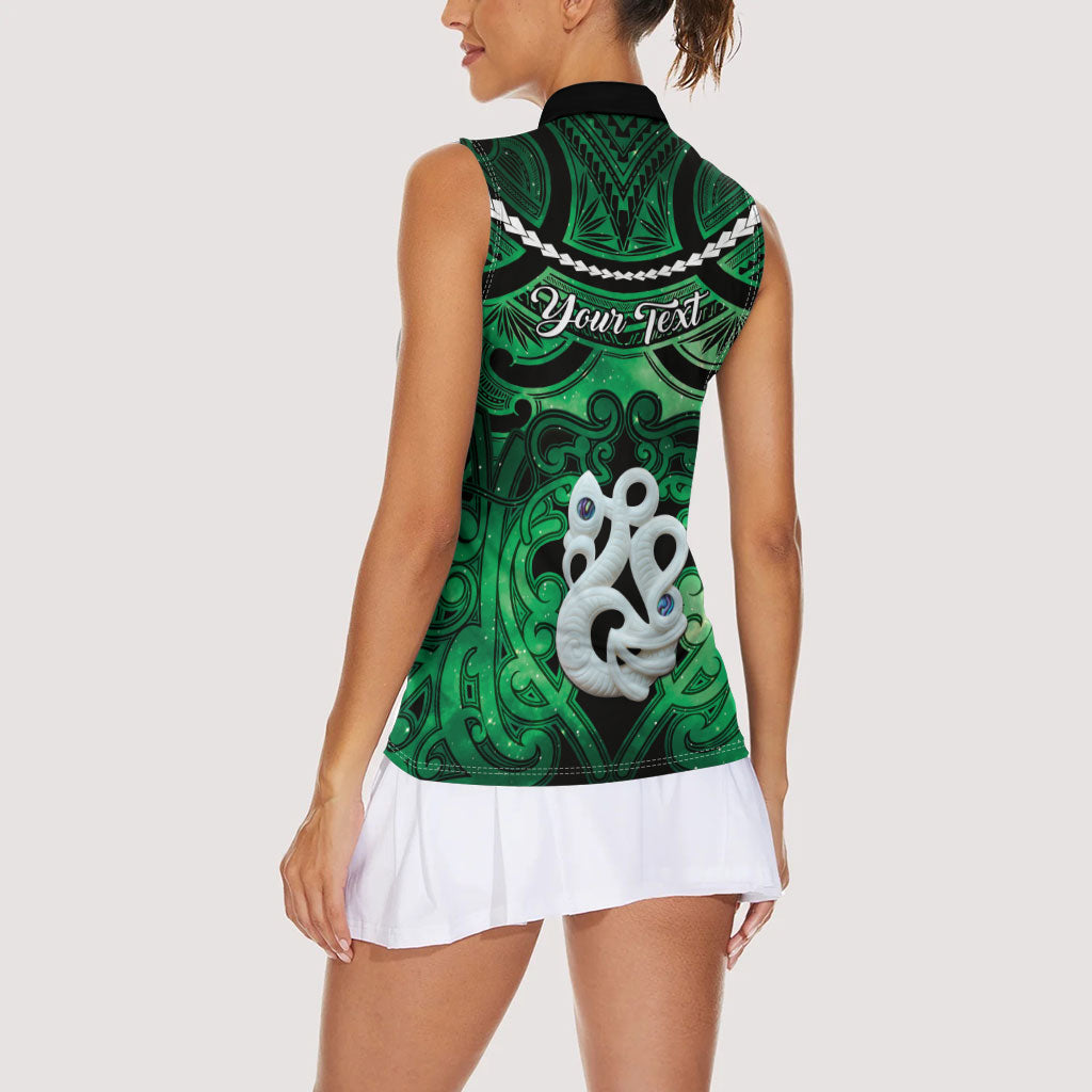 Personalised Maori Matariki Manaia Kakariki Women Sleeveless Polo Shirt Maori Kowhaiwhai Pattern Galaxy