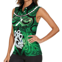 Personalised Maori Matariki Manaia Kakariki Women Sleeveless Polo Shirt Maori Kowhaiwhai Pattern Galaxy