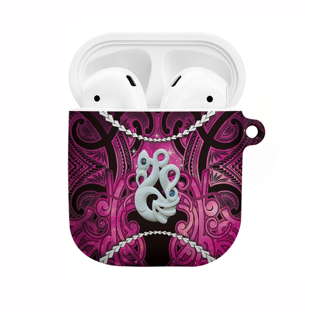 Maori Matariki Manaia Mawhero AirPods Case Maori Kowhaiwhai Pattern Galaxy LT01 Pink - Polynesian Pride