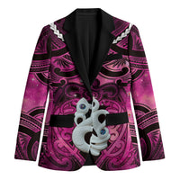 Personalised Maori Matariki Manaia Mawhero Blazer Maori Kowhaiwhai Pattern Galaxy LT01 Unisex Pink - Polynesian Pride