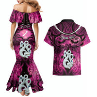 Personalised Maori Matariki Manaia Mawhero Couples Matching Mermaid Dress and Hawaiian Shirt Maori Kowhaiwhai Pattern Galaxy