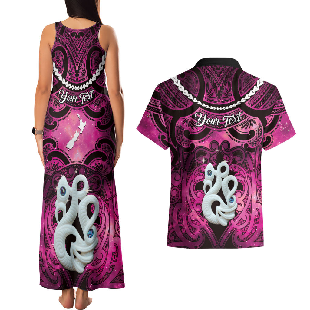 Personalised Maori Matariki Manaia Mawhero Couples Matching Tank Maxi Dress and Hawaiian Shirt Maori Kowhaiwhai Pattern Galaxy